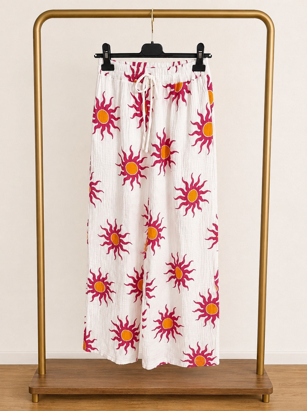 Pantalon gaze de coton imprimé Sun