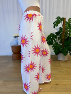 Pantalon gaze de coton imprimé soleil