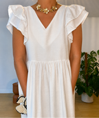 Robe longue bohème dos nu fluide blanche Lilly