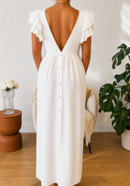 Robe longue bohème dos nu fluide blanche Lilly