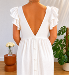 Robe longue bohème dos nu fluide blanche